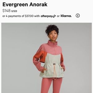 COPY - Lululemon Evergreen Anorak size 4